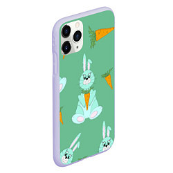 Чехол iPhone 11 Pro матовый Зайка с морковкой паттерн, цвет: 3D-светло-сиреневый — фото 2