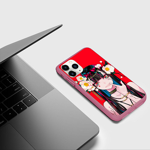 Чехол iPhone 11 Pro матовый Anime vampire girl / 3D-Малиновый – фото 3