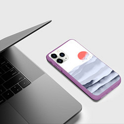 Чехол iPhone 11 Pro матовый Японский пейзаж - восход солнца, цвет: 3D-фиолетовый — фото 2
