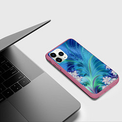 Чехол iPhone 11 Pro матовый Авангардная фрактальная композиция, цвет: 3D-малиновый — фото 2
