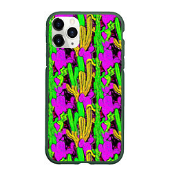 Чехол iPhone 11 Pro матовый Абстрактные кактусы, цвет: 3D-темно-зеленый