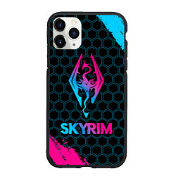 Чехол iPhone 11 Pro матовый Skyrim - neon gradient, цвет: 3D-черный