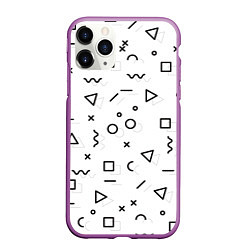 Чехол iPhone 11 Pro матовый Разные геометрические фигуры, цвет: 3D-фиолетовый