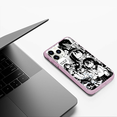 Чехол iPhone 11 Pro матовый Цую Асуи - Моя геройская академия / 3D-Розовый – фото 3
