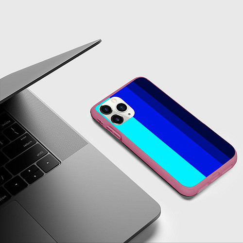 Чехол iPhone 11 Pro матовый Контрастные вертикальные полосы / 3D-Малиновый – фото 3
