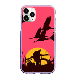 Чехол iPhone 11 Pro матовый Лебеди на закате
