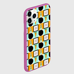 Чехол iPhone 11 Pro матовый Зайка и морковка, геометрический паттерн, цвет: 3D-фиолетовый — фото 2