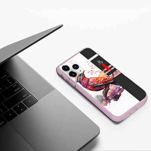 Чехол iPhone 11 Pro матовый Птичка на ветке / 3D-Розовый – фото 3