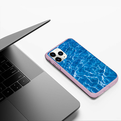 Чехол iPhone 11 Pro матовый Текстурный водяной паттерн / 3D-Розовый – фото 3