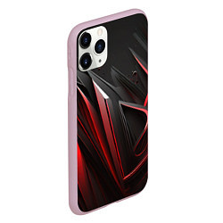 Чехол iPhone 11 Pro матовый Объемные красные и черные полосы, цвет: 3D-розовый — фото 2