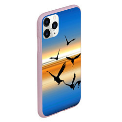 Чехол iPhone 11 Pro матовый Вороны на закате, цвет: 3D-розовый — фото 2