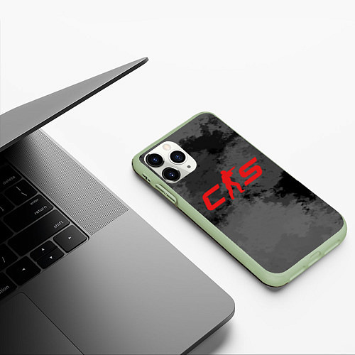 Чехол iPhone 11 Pro матовый Counter Strike 2 - В смоке / 3D-Салатовый – фото 3