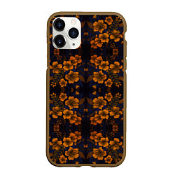 Чехол iPhone 11 Pro матовый Желто-оранжевые нежные цветы, цвет: 3D-коричневый