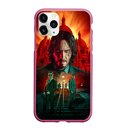 Чехол iPhone 11 Pro матовый John Wick catholic church Paris, цвет: 3D-малиновый