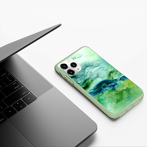 Чехол iPhone 11 Pro матовый Зеленые туманы / 3D-Салатовый – фото 3