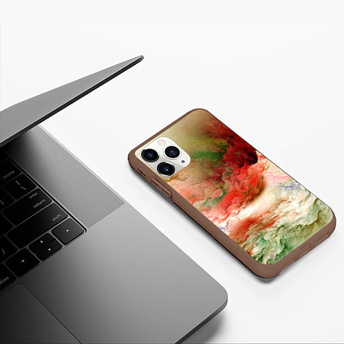 Чехол iPhone 11 Pro матовый Цветная туманность / 3D-Коричневый – фото 3