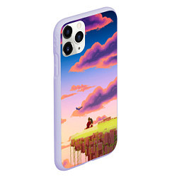 Чехол iPhone 11 Pro матовый Пиксельный пейзаж, цвет: 3D-светло-сиреневый — фото 2