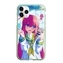 Чехол iPhone 11 Pro матовый Хитори Гото, цвет: 3D-салатовый