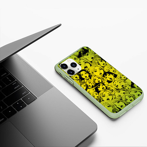 Чехол iPhone 11 Pro матовый Ahegao: Лайм / 3D-Салатовый – фото 3