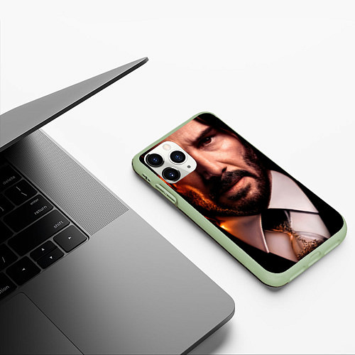 Чехол iPhone 11 Pro матовый Джон Уик утекающее время / 3D-Салатовый – фото 3