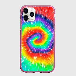 Чехол iPhone 11 Pro матовый Тай-Дай узор, цвет: 3D-малиновый