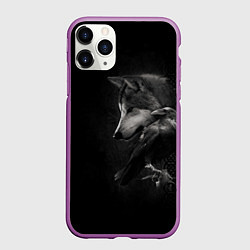 Чехол iPhone 11 Pro матовый Волк и ворон, цвет: 3D-фиолетовый