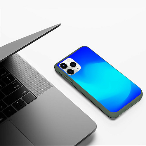 Чехол iPhone 11 Pro матовый Градиент синий / 3D-Темно-зеленый – фото 3