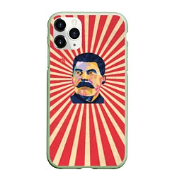 Чехол iPhone 11 Pro матовый Сталин полигональный, цвет: 3D-салатовый