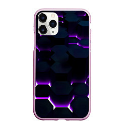 Чехол iPhone 11 Pro матовый Неоновые соты с подсветкой, цвет: 3D-розовый