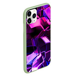 Чехол iPhone 11 Pro матовый Неоновая искаженная геометрия, цвет: 3D-салатовый — фото 2