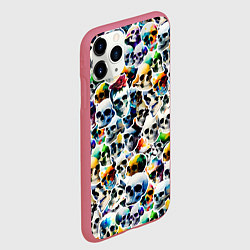 Чехол iPhone 11 Pro матовый Акварельные черепа, цвет: 3D-малиновый — фото 2