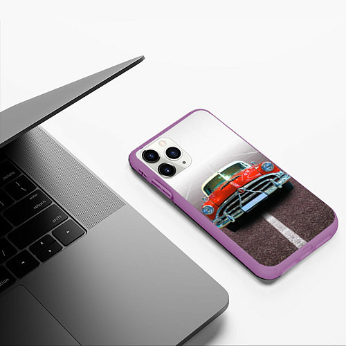 Чехол iPhone 11 Pro матовый Классический американский автомобиль 50-х Hudson H / 3D-Фиолетовый – фото 3