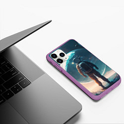 Чехол iPhone 11 Pro матовый Космонавт без головы на другой планете, цвет: 3D-фиолетовый — фото 2
