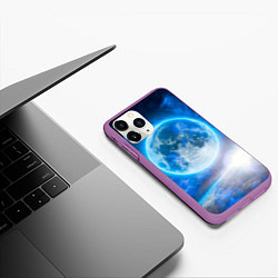 Чехол iPhone 11 Pro матовый Планета сияет, цвет: 3D-фиолетовый — фото 2