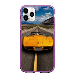 Чехол iPhone 11 Pro матовый Ретро маслкар Chevrolet Corvette Stingray, цвет: 3D-фиолетовый