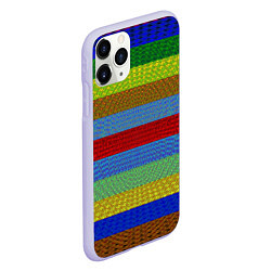 Чехол iPhone 11 Pro матовый Яркие полосы, цвет: 3D-светло-сиреневый — фото 2
