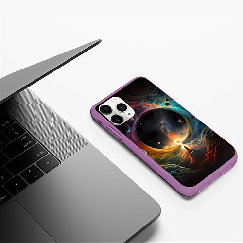 Чехол iPhone 11 Pro матовый Твоя вселенная / 3D-Фиолетовый – фото 3