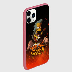 Чехол iPhone 11 Pro матовый Rock n roll fire Simpsons, цвет: 3D-малиновый — фото 2