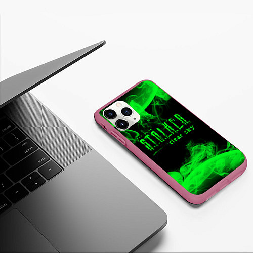 Чехол iPhone 11 Pro матовый Stalker clear sky radiation art / 3D-Малиновый – фото 3