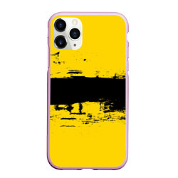 Чехол iPhone 11 Pro матовый Черно-желтая полоса Cyberpunk 2077, цвет: 3D-розовый
