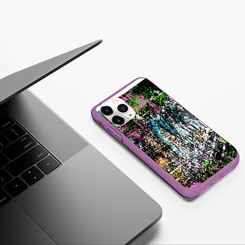 Чехол iPhone 11 Pro матовый Красочный фон в стиле гранж / 3D-Фиолетовый – фото 3