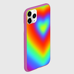 Чехол iPhone 11 Pro матовый Сердце - радужный градиент, цвет: 3D-фиолетовый — фото 2