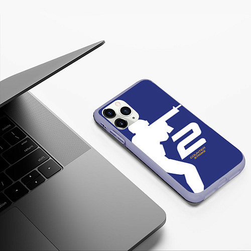 Чехол iPhone 11 Pro матовый Counter Strike 2 силуэт / 3D-Светло-сиреневый – фото 3