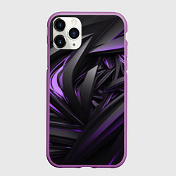 Чехол iPhone 11 Pro матовый Черно-фиолетовые объекты, цвет: 3D-фиолетовый
