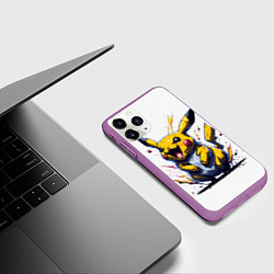 Чехол iPhone 11 Pro матовый Свирепый пикачу, цвет: 3D-фиолетовый — фото 2