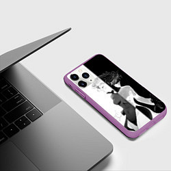 Чехол iPhone 11 Pro матовый Тацумаки из ванпанчмена, цвет: 3D-фиолетовый — фото 2