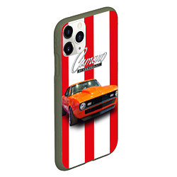 Чехол iPhone 11 Pro матовый Ретро маслкар Chevrolet Camaro SS 1968 года, цвет: 3D-темно-зеленый — фото 2