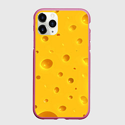 Чехол iPhone 11 Pro матовый Сырная текстура, цвет: 3D-малиновый