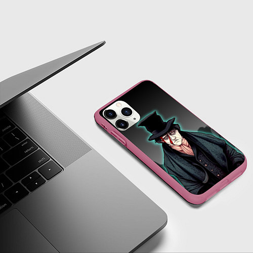 Чехол iPhone 11 Pro матовый Бродяга в мятом цилиндре / 3D-Малиновый – фото 3
