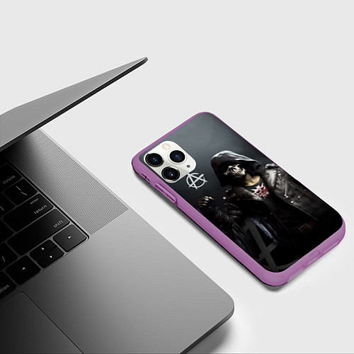 Чехол iPhone 11 Pro матовый Зомби анархист / 3D-Фиолетовый – фото 3